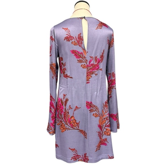 Leith Lavender Floral Satin Shift Dress Size Large, Purple Pink Floral Dress - Picture 5 of 12